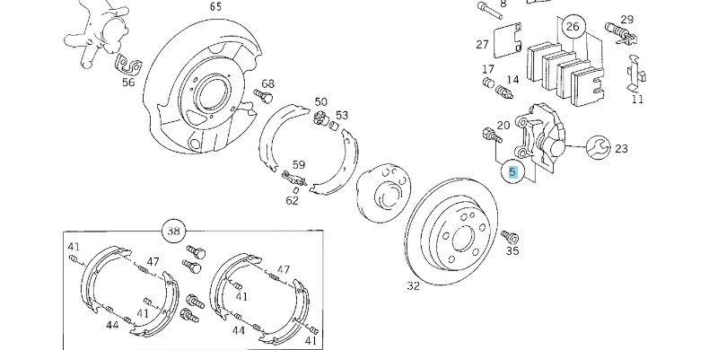 A0014203783 MERCEDES W170 W203 W210 BRAKE CALIPER LEFT LESS LINING GENUINE NEW