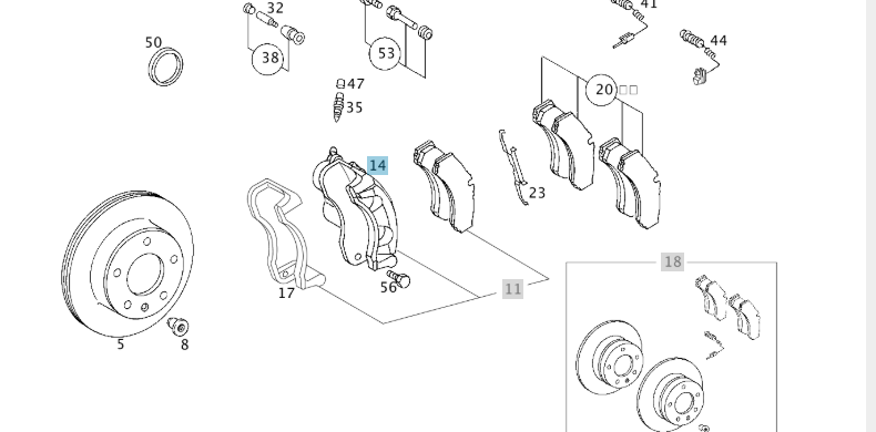 A0014208683 MERCEDES 730 732 741 903 904 CALIPER LEFT GENUINE NEW
