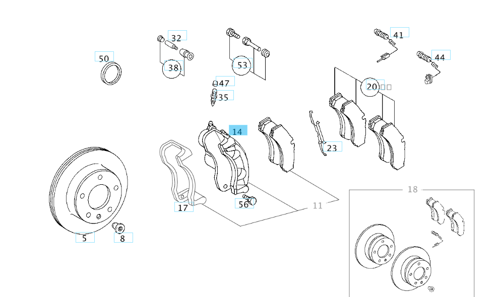 A0014208783 MERCEDES 730 732 741 903 904 CALIPER RIGHT GENUINE NEW