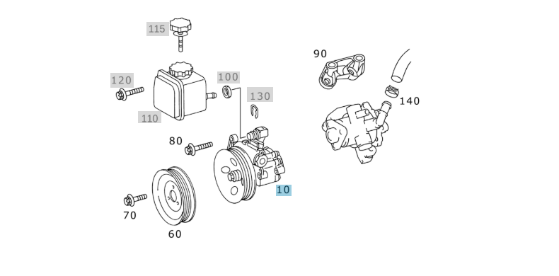 A0024668801 MERCEDES ENGINE M612 M611 STEERING PUMP BOSCH KS01000534 NEW