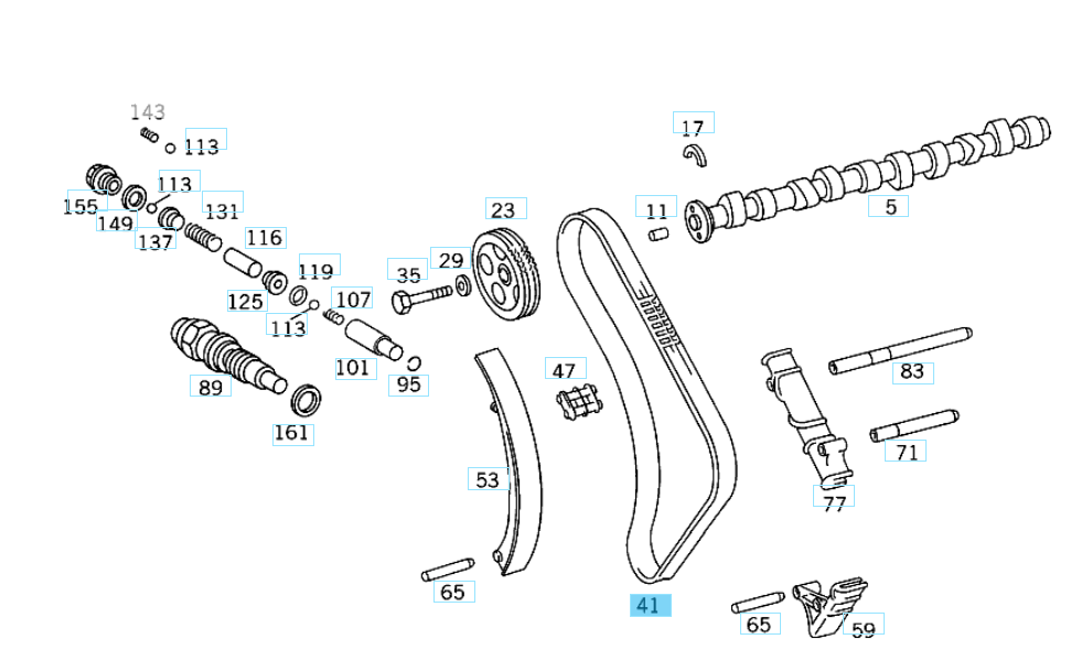 A0039975594 MERCEDES 601 602 603 661 ROLLER CHAIN DOUBLE GENUINE NEW