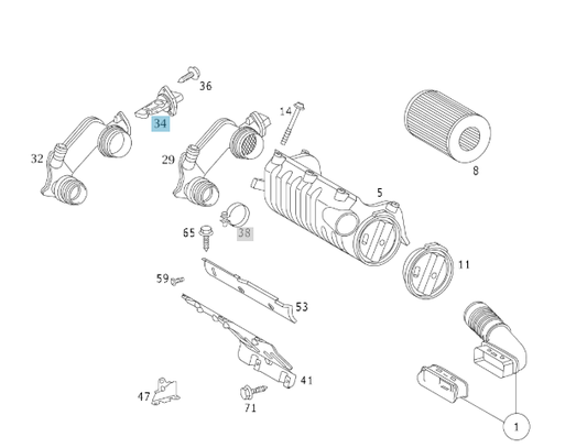 A0041537328 MERCEDES OM668 AIR FLOW SENSOR BOSCH 0 281 002 489 NEW