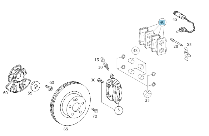 A0044200620 MERCEDES 220 BRAKE PAD PARTS KIT GENUINE NEW