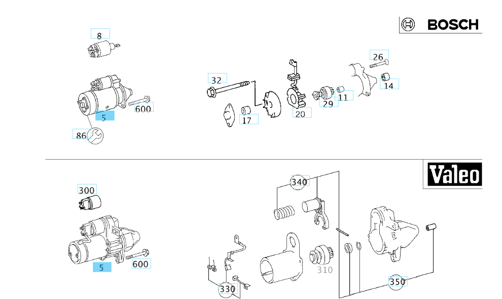 A0051513401 MERCEDES W203 W204 W638 W901 BOSCH STARTER BOSCH 0 001 107 416 NEW