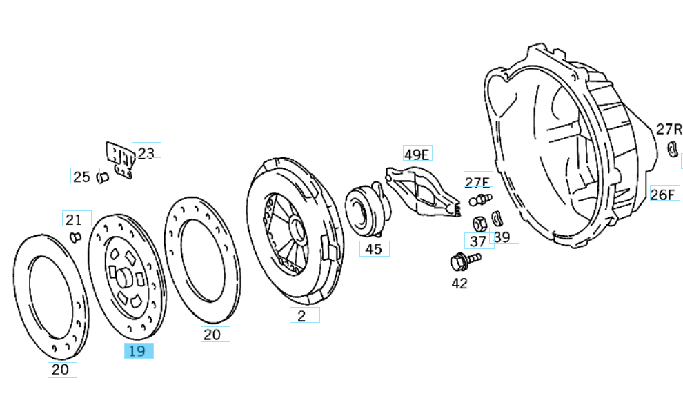 A0072508603 MERCEDES 309 CLUTCH DISC ASBESTOS-FREE LINING GENUINE NEW