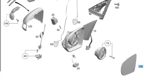 A0998100516 MERCEDES 205 213 217 222 238 253 257 290 MIRROR GLASS GENUINE NEW