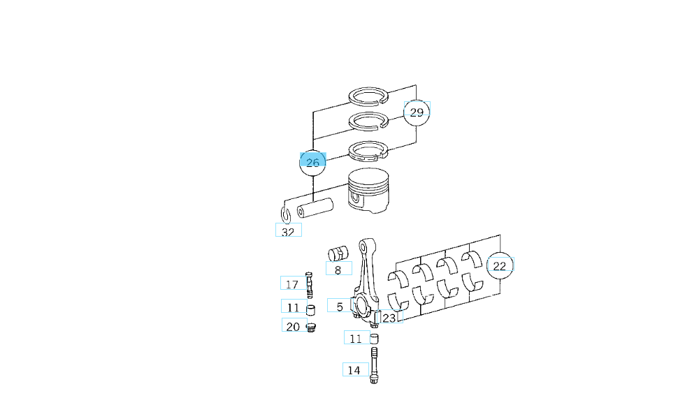 A1020303418 MERCEDES M102 PISTON STANDARD 89,00 MM GENUINE NEW
