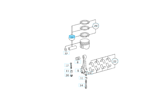 A1020303418 MERCEDES M102 PISTON STANDARD 89,00 MM GENUINE NEW