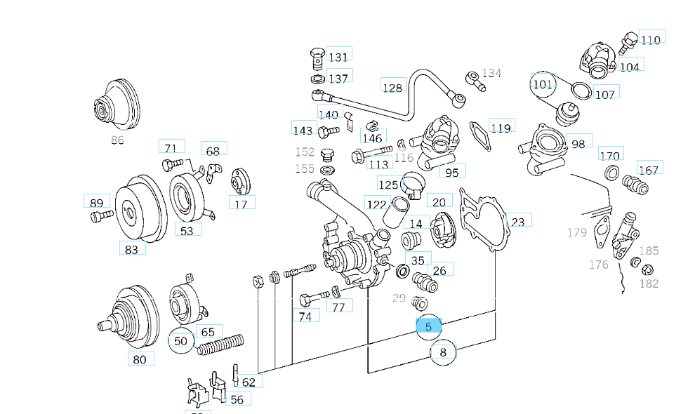 A1022004301 MERCEDES 102 WATER PUMP RANGE OF DELIVERY GENUINE NEW