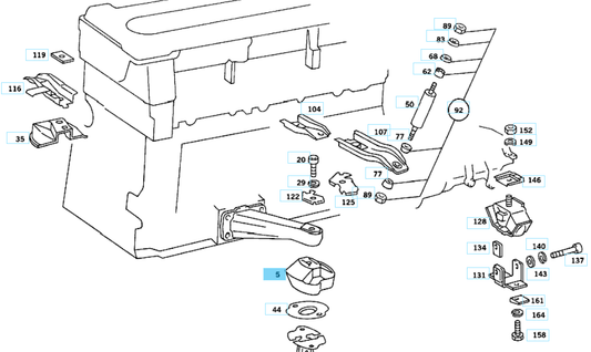 A1072412513 MERCEDES 107 RUBBER MOUNTING FRONT GENUINE NEW