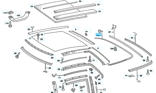 A1077900198 MERCEDES R107 TOP SEAL GENUINE NEW