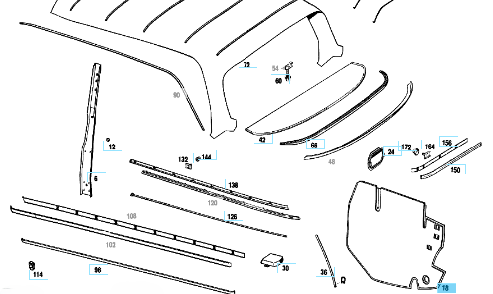 A1086900030 MERCEDES 108 109 COVERING GENUINE NEW