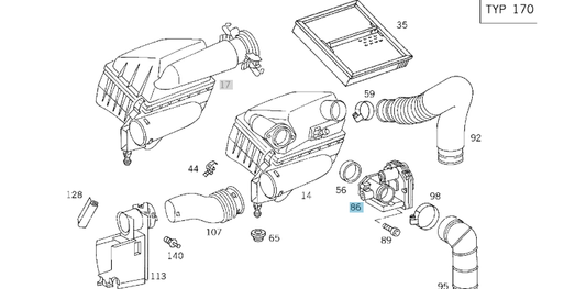 A1110980009 MERCEDES M111 R170 RECIRCULATING AIR FLAP GENUINE NEW