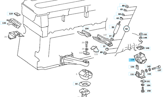 A1232402218 MERCEDES R107 W123 W114 REAR MOUNT ENGINE GENUINE NEW
