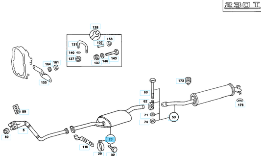 A1234903815 MERCEDES W123 REAR CENTRAL EXHAUST MUFFLER GENUINE NEW