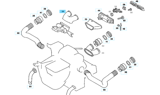 A1238320388 MERCEDES W123 HOSE FROM HEATER CASE TO ESCUTCHEON GENUINE NEW