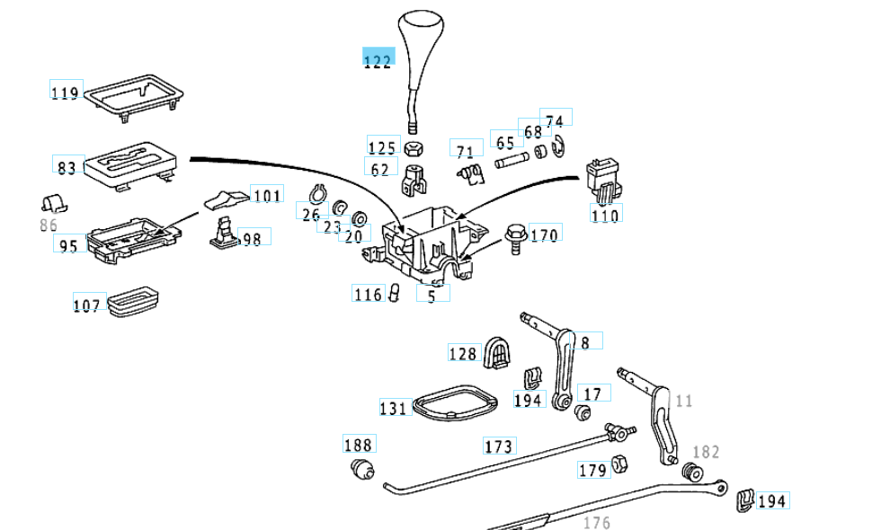 A1242671310 MERCEDES W124 W201 W202 RANGE SELECTOR LEVER HANDLE GENUINE NEW