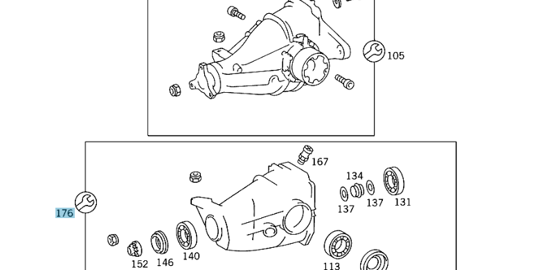 A1243500574 MERCEDES W124 REAR AXLE HOUSING DIFFERENTIAL REPAIR KIT GENUINE NEW