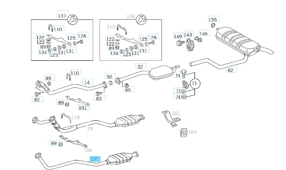 A1244905220 MERCEDES W124 EXHAUST PIPE WITH CATALYTIC CONVERTER GAT 400134 NEW