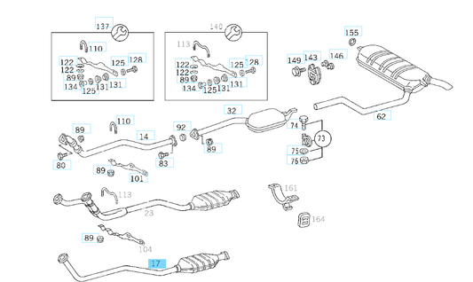 A1244905220 MERCEDES W124 EXHAUST PIPE WITH CATALYTIC CONVERTER GAT 400134 NEW