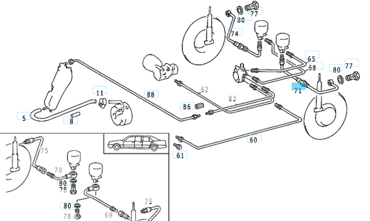 A1249977182 MERCEDES W124 SPRING AND SUSPENSION HOSE GENUINE NEW