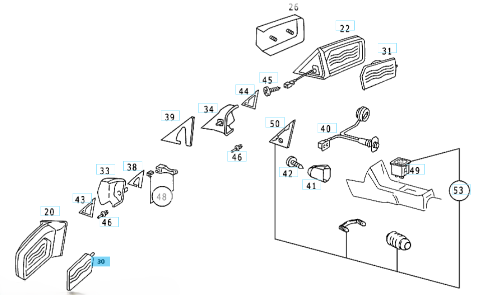 A1268101321 MERCEDES 126 MIRROR GLASS PLANE HEATED LEFT GENUINE NEW
