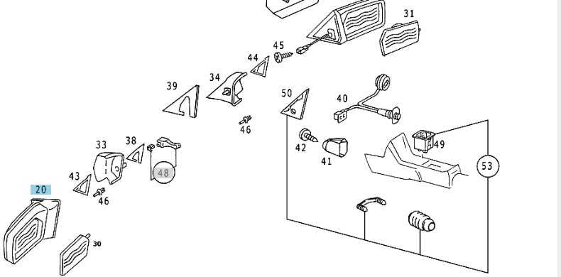 A1268104516 MERCEDES 126 OUTSIDE REARVIEW MIRROR LEFT GENUINE NEW