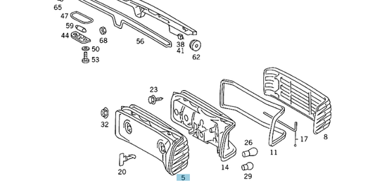 A1268201464 MERCEDES 126 TAIL LAMP LEFT WITH REAR FOGLAMP GENUINE NEW