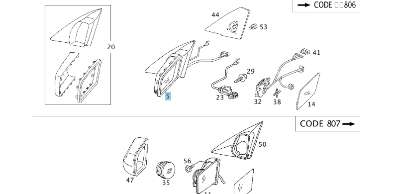 A1298102916 MERCEDES 129 MIRROR OTR ELECTRICALLY ADJUSTABLE LEFT GENUINE NEW