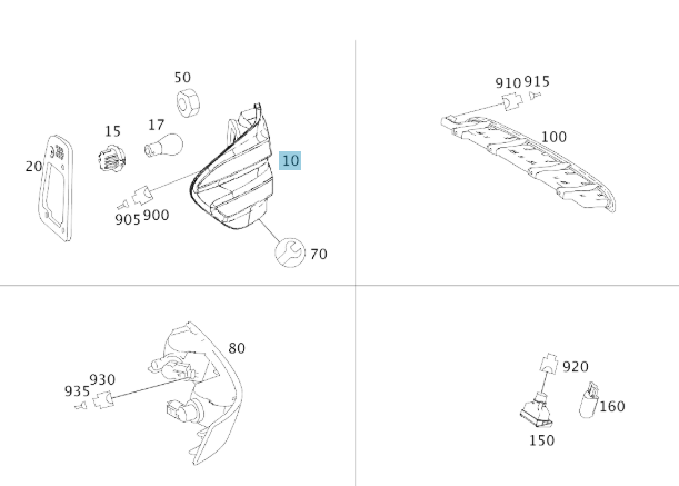 A1648202164 MERCEDES W164 TAIL LAMP LEFT GENUINE NEW