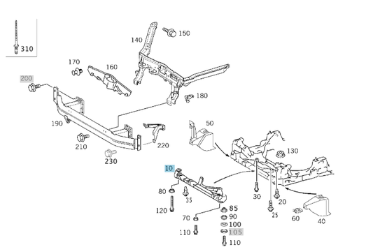 A1686200985 MERCEDES W168 414 STRUT RADIATOR SUPPORT GENUINE NEW