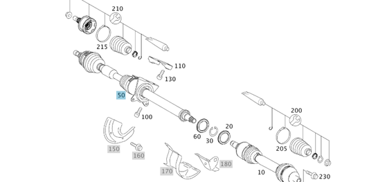 A1693608572 MERCEDES DRIVE SHAFT GENUINE NEW