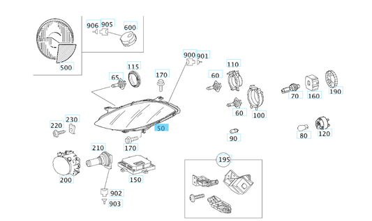 A1698200161 MERCEDES 169 LAMP UNIT LEFT, RIGHT HAND TRAFFIC GENUINE NEW