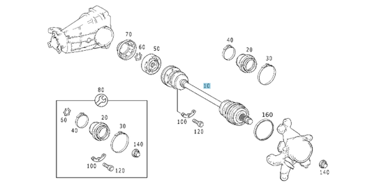 A1703501110 MERCEDES R170 REAR AXLE SHAFT GENUINE NEW
