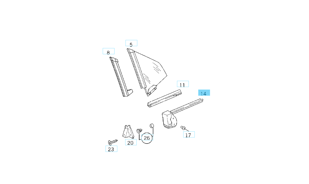 A1706700238 MERCEDES R170 REAR RIGHT WINDOW DOOR EDGE OUTSIDE RAIL GENUINE NEW