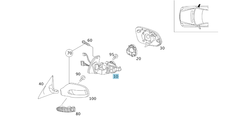 A1718100676 MERCEDES 171 FRAME AUTOMATIC ANTI-DAZZLE GENUINE NEW