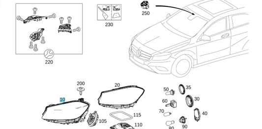 A1768203161 MERCEDES W176 LEFT LAMP UNIT HELLA 1ZT 010 818-471 NEW