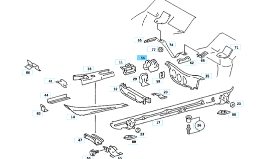 A2016100052 MERCEDES W201 FIXTURE BEARING IN TUNNEL CENTER GENUINE NEW