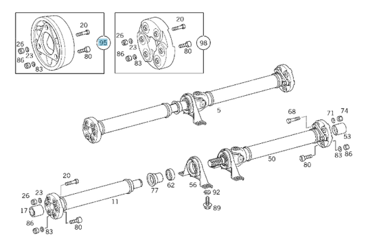 A2024101847 MERCEDES W210 FRONT TS VIBRATION ABSORBER KIT GENUINE NEW