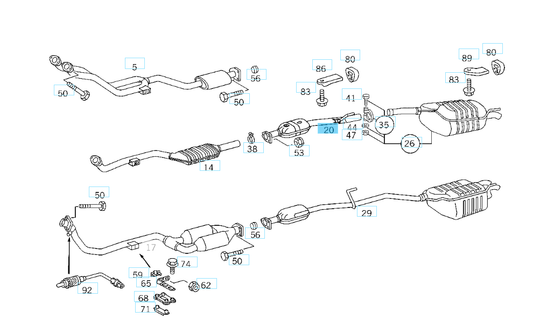 A2024900015 MERCEDES W202 REAR CENTRAL EXHAUST MUFFLER EBERSPACHER 23.195.82 NEW