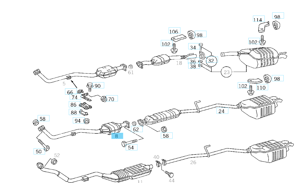A2024902719 MERCEDES W202 FRONT EXHAUST PIPE DIESEL GAT 105820 NEW