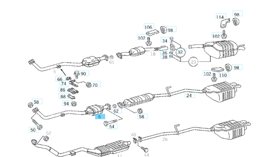 A2024902719 MERCEDES W202 FRONT EXHAUST PIPE DIESEL GAT 105820 NEW