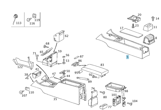 A2026800050 9B12 MERCEDES W202 BLACK CENTRE TUNNEL PANELLING FRONT GENUINE NEW