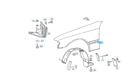 A2028810201 MERCEDES W202 FRONT RIGHT FENDER GENUINE NEW