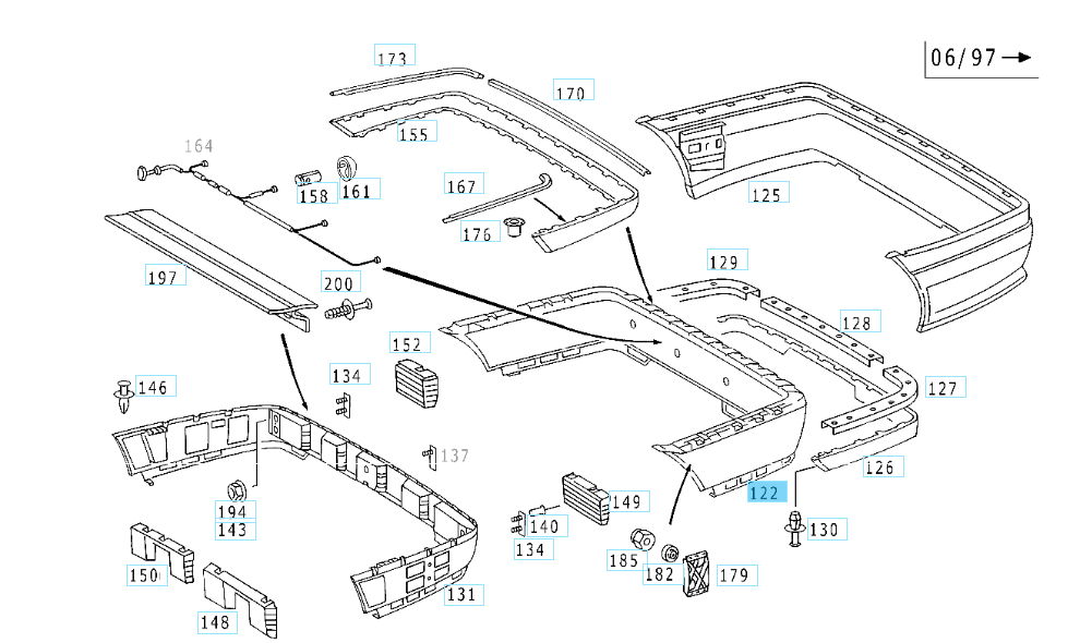A2028851125 MERCEDES W202 TRIM GEPRIMERT GENUINE NEW