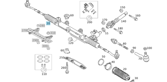 A2034601300 MERCEDES W203 W209 STEERING WHEEL GEAR RACK GENUINE NEW