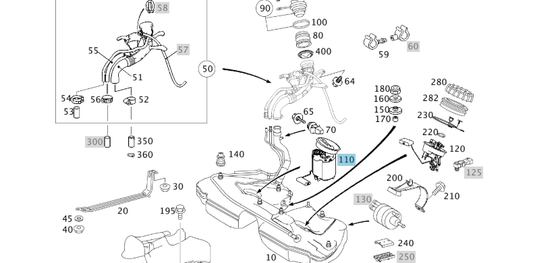 A2034705394 MERCEDES 203 FEED UNIT WITH FLUID LEVEL SENSOR GENUINE NEW