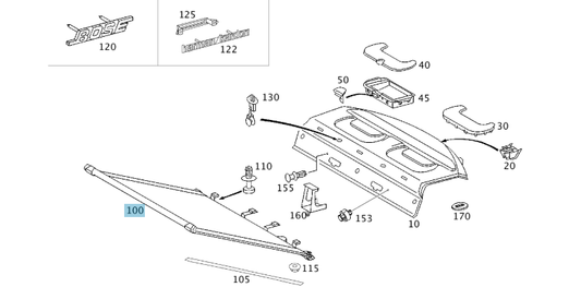 A2038100320 MERCEDES W203 ROLLER BLIND REAR WINDOW GENUINE NEW