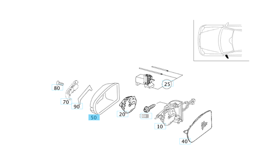 A2038110360 5904 MERCEDES W203 MIRROR HOUSING LEFT BLUE ULO 3005105 NEW