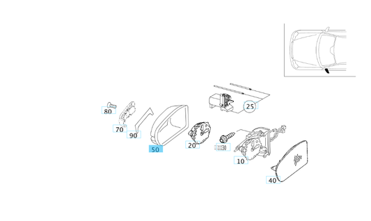 A2038110360 9040 MERCEDES W203 MIRROR HOUSING LEFT BLACK ULO 3004107 NEW